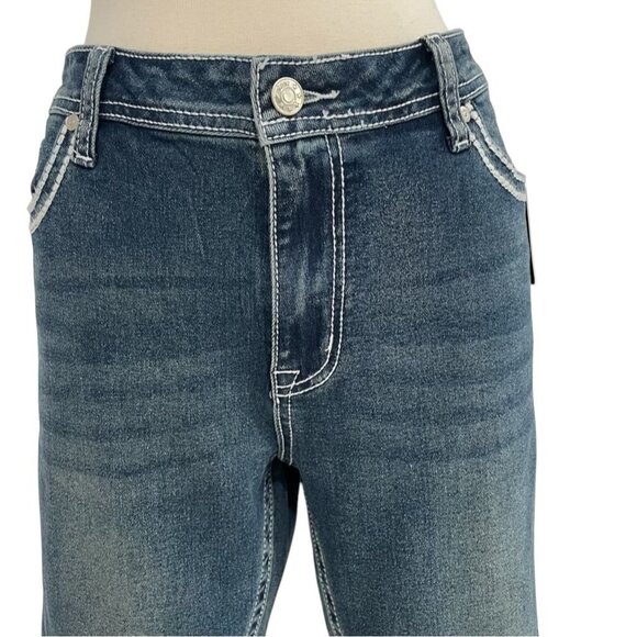 Harper Ivy High Waisted Wide Leg Jeans Boho Embroidered Trendy Comfy Festival - Picture 12 of 12